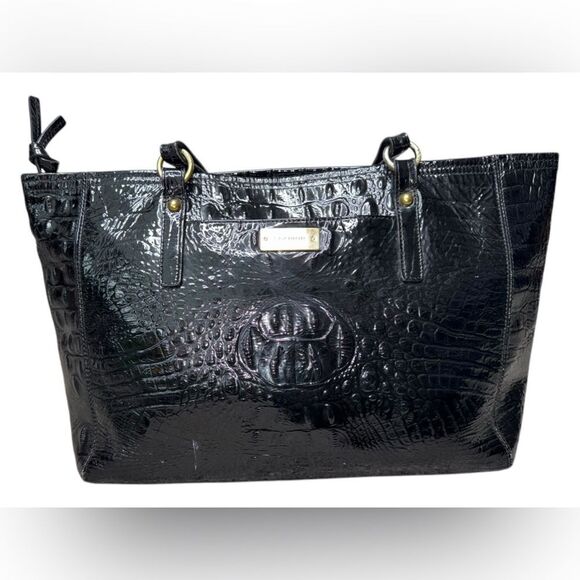 BRAHMIN Large Asher Black Melbourne Leather Shoulder Bag